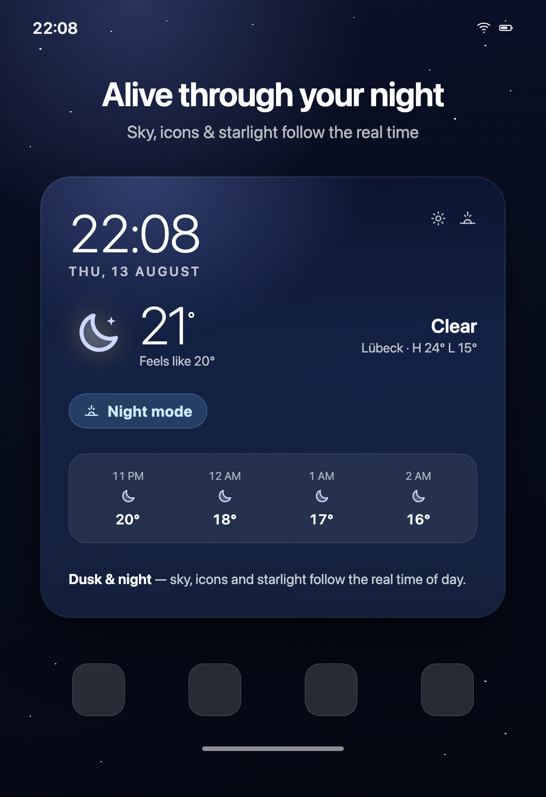 Compass – start screen at night