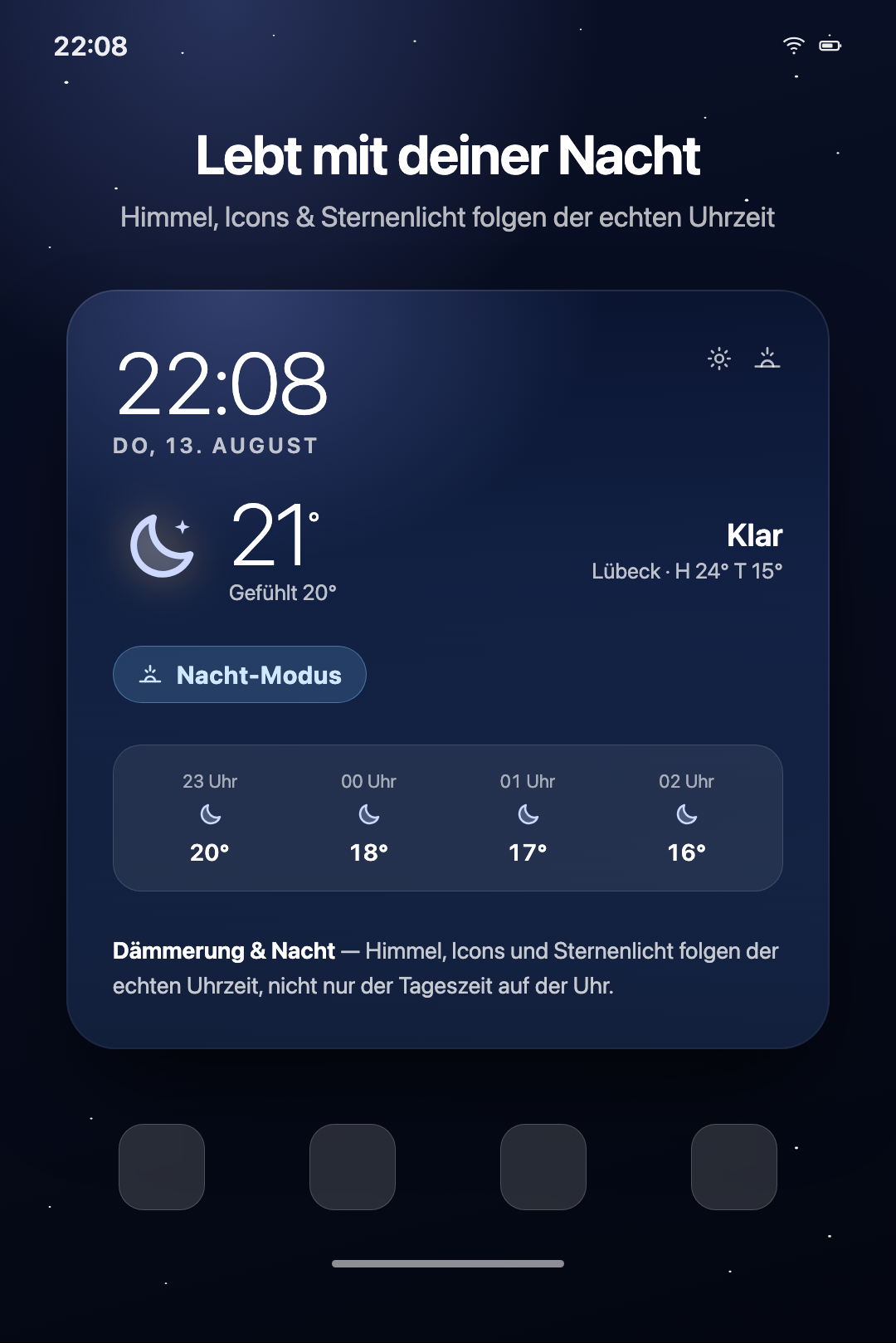 Compass – Startbildschirm bei Nacht