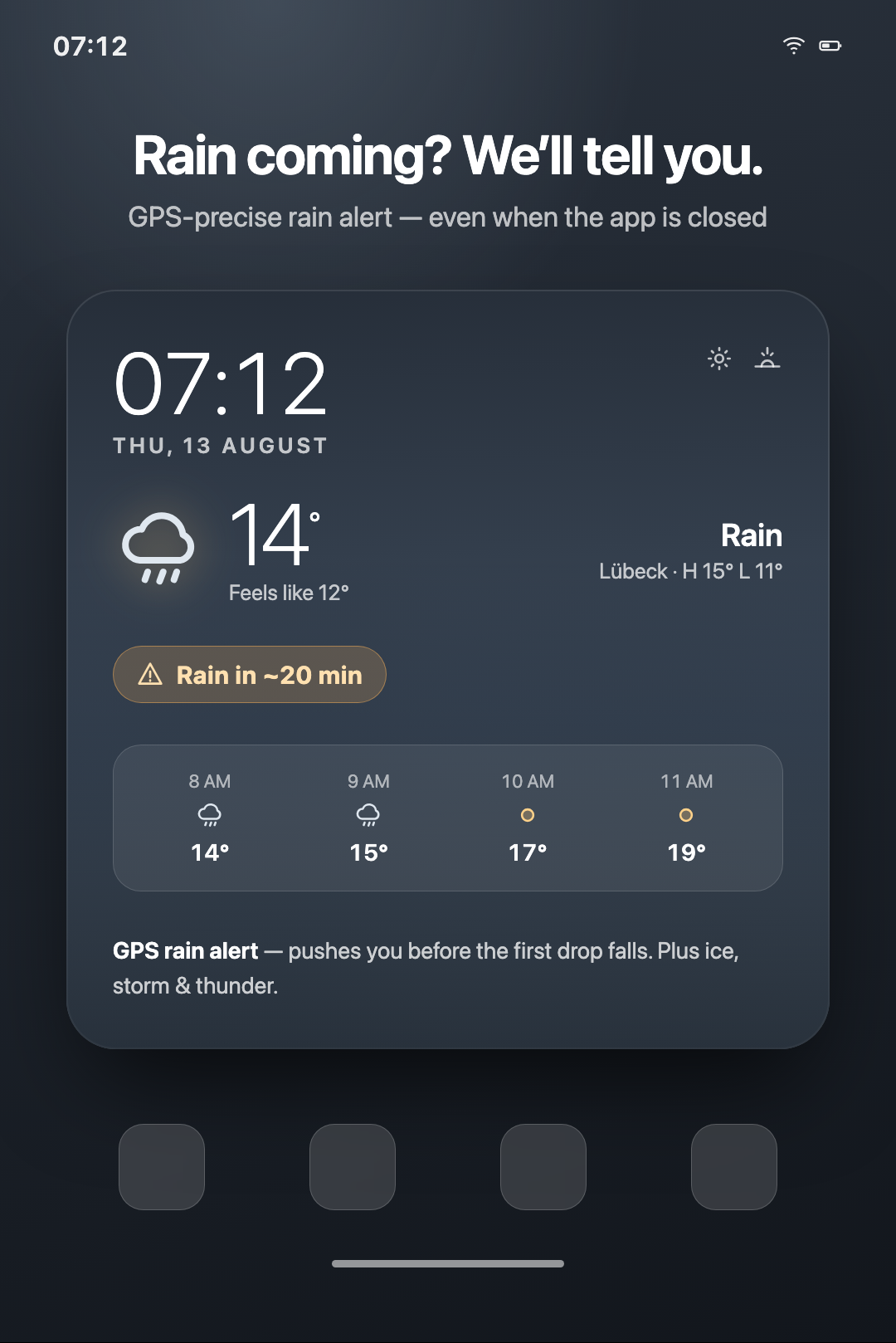 Compass – start screen in the rain