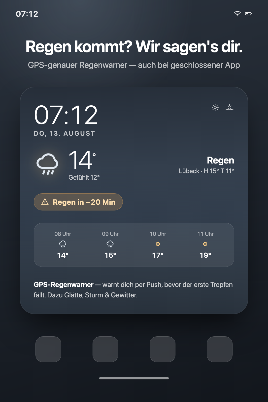 Compass – Startbildschirm bei Regen