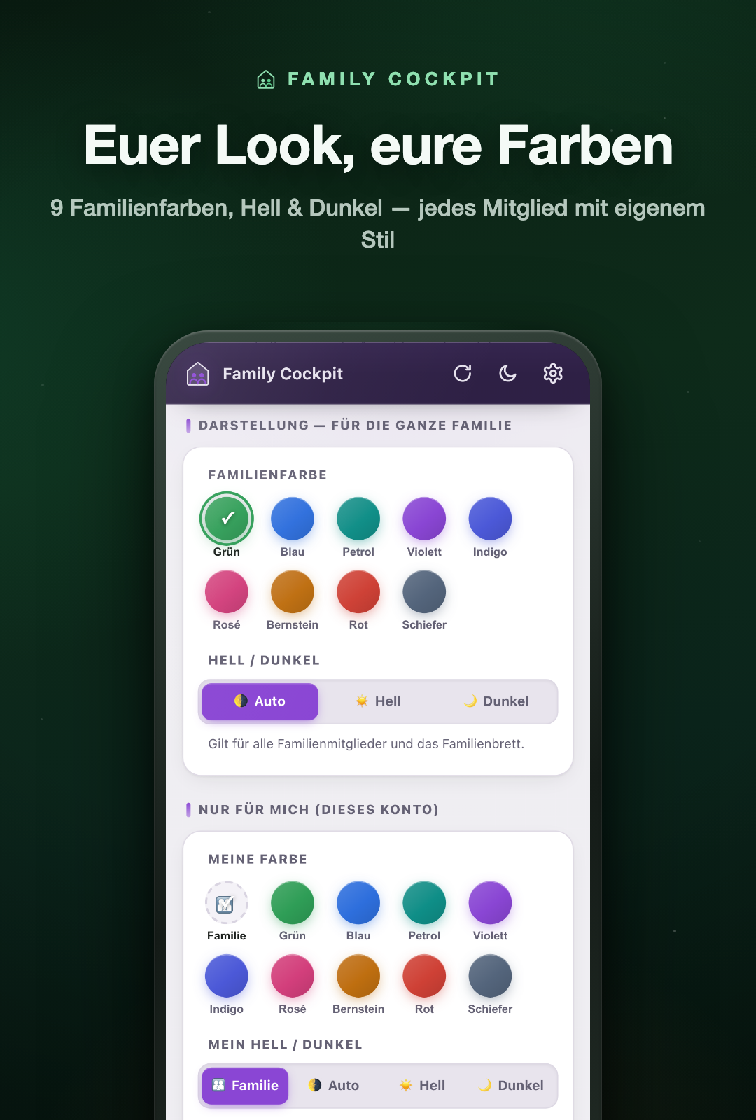 Family Cockpit – Familienfarben