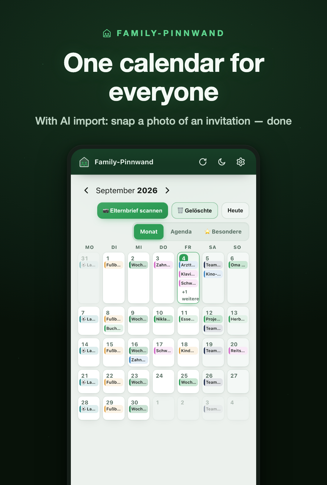 Family-Pinnwand Screenshot