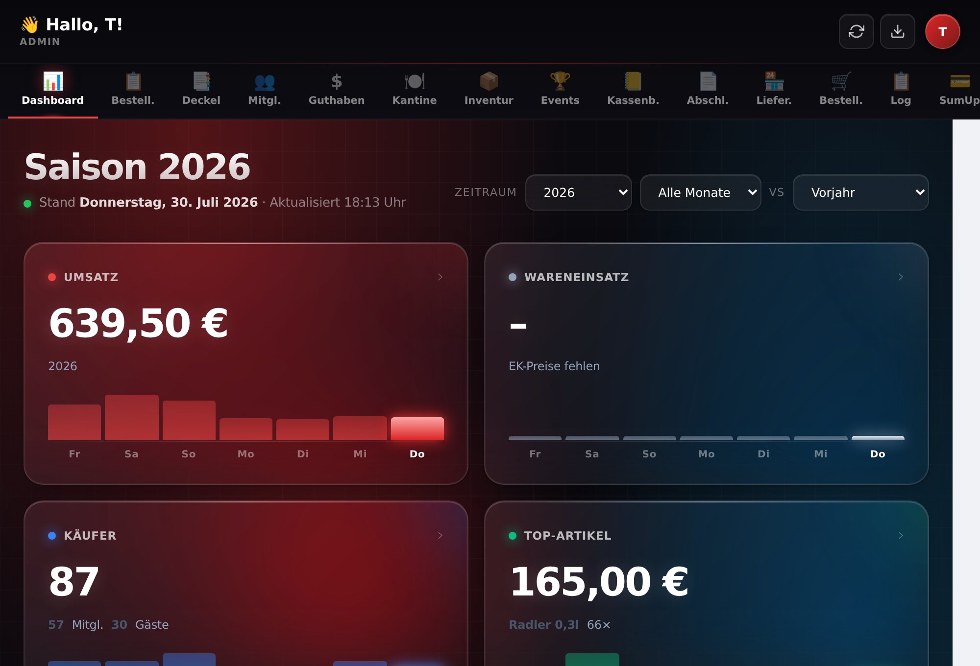 Vereinsbar – Screenshot